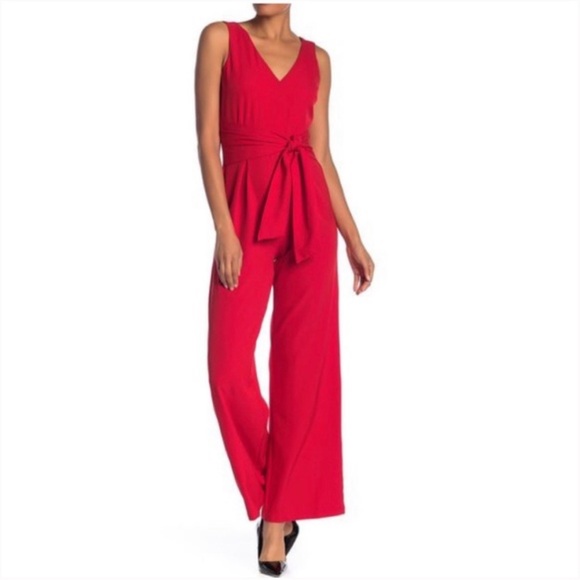 Laundry by Shelli Segal Wide Leg Belted Jumpsuit, Poppy Red, Size 16 New w/Tag - Picture 8 of 12